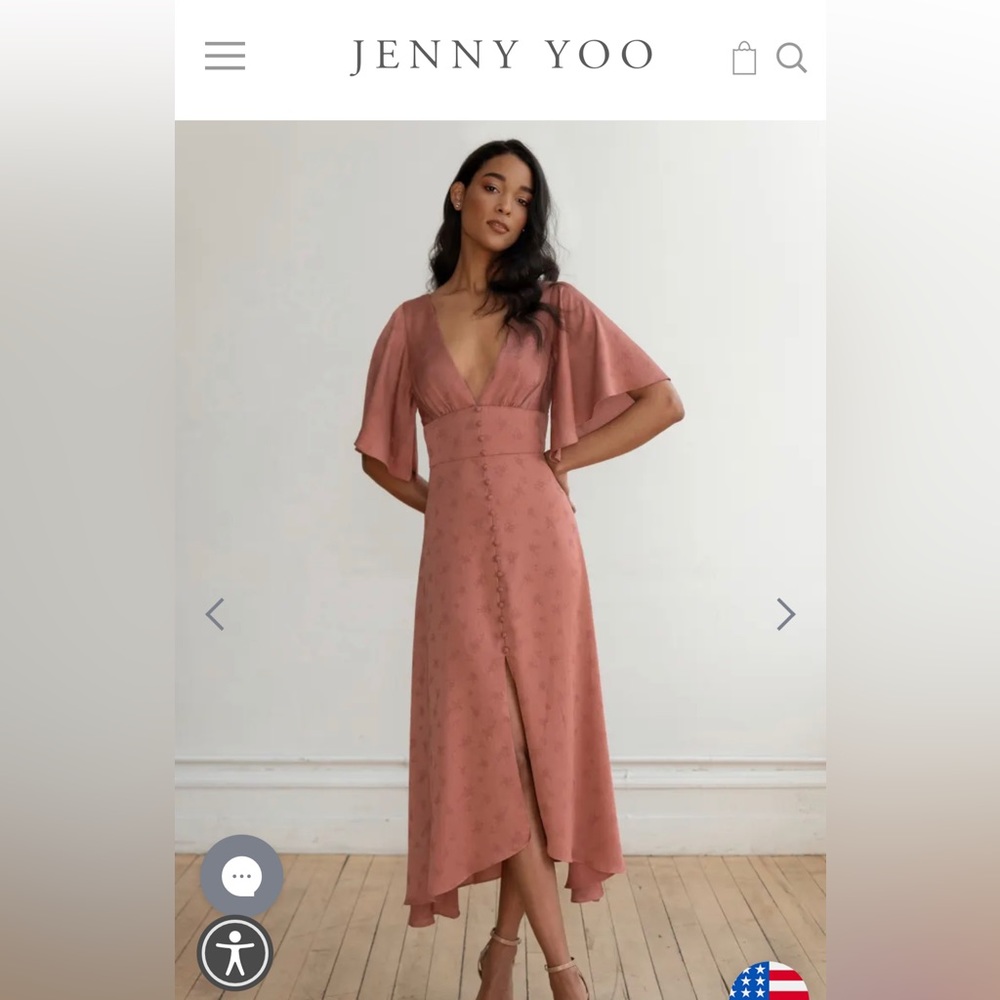 Jenny Yoo, Lunetta Dress in Clay Rosette Jacquard.